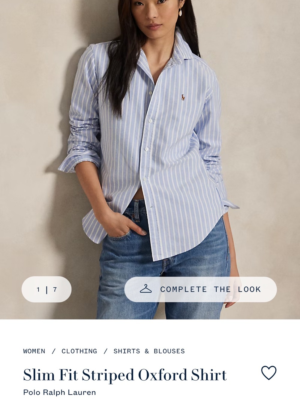 Ralph Lauren Light Blue and White Striped Button-Down Shirt
